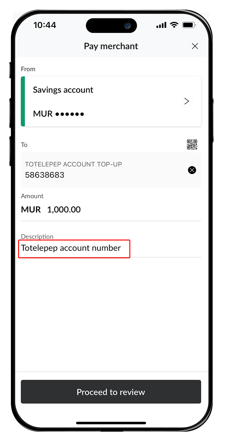 Totelepep Acount Deposit
